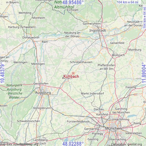 Kühbach on map