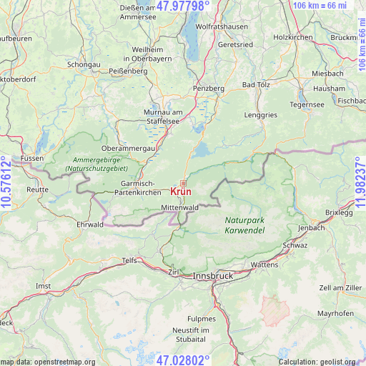 Krün on map