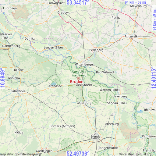 Krüden on map