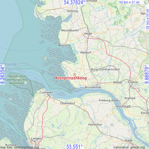 Kronprinzenkoog on map