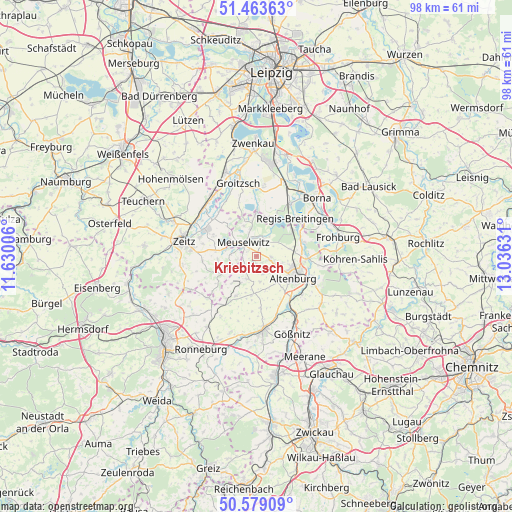 Kriebitzsch on map