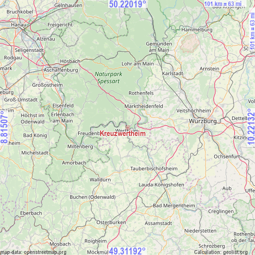 Kreuzwertheim on map