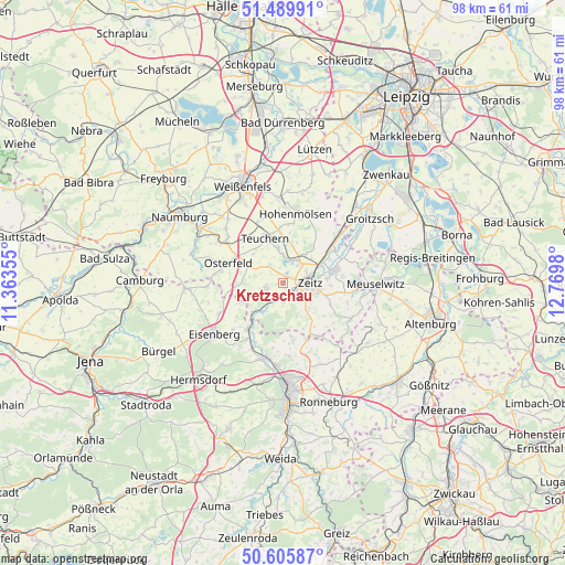 Kretzschau on map