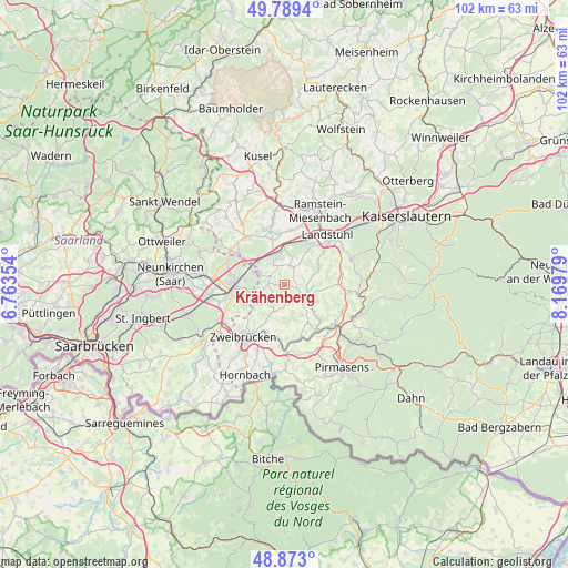 Krähenberg on map