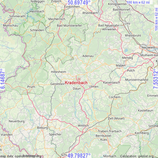 Kradenbach on map