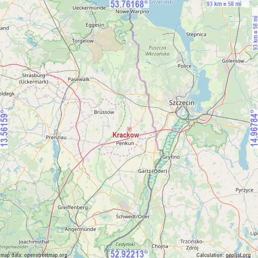 Krackow on map