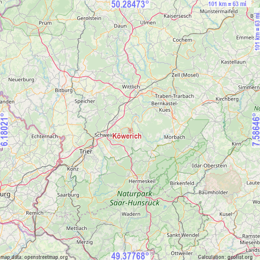 Köwerich on map