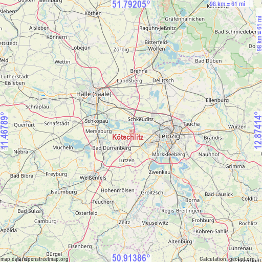 Kötschlitz on map