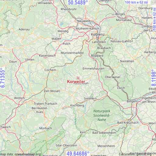 Korweiler on map