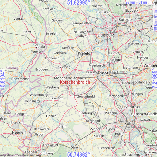 Korschenbroich on map