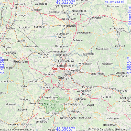 Kornwestheim on map