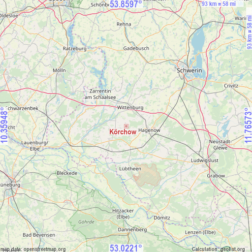 Körchow on map