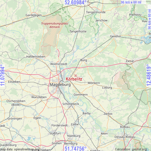 Körbelitz on map