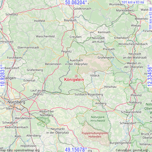 Königstein on map