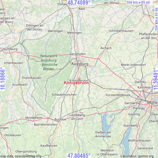 Königsbrunn on map