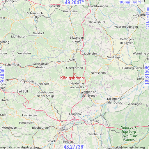 Königsbronn on map