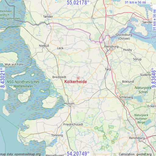 Kolkerheide on map