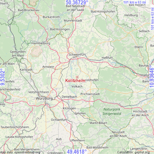 Kolitzheim on map