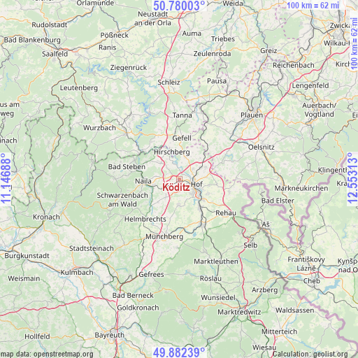 Köditz on map