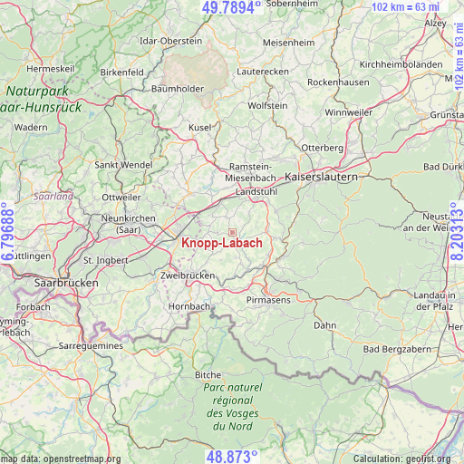 Knopp-Labach on map