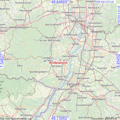 Knittelsheim on map