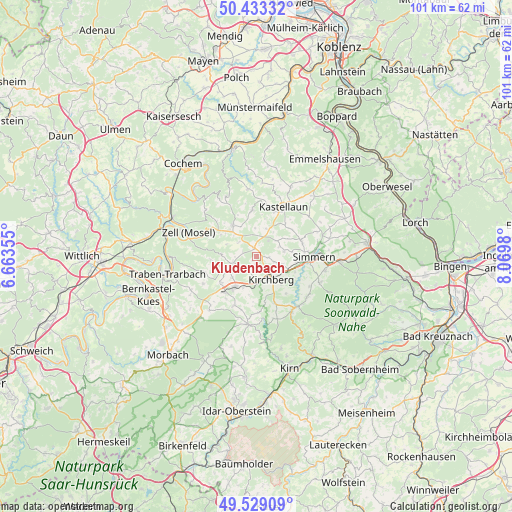 Kludenbach on map