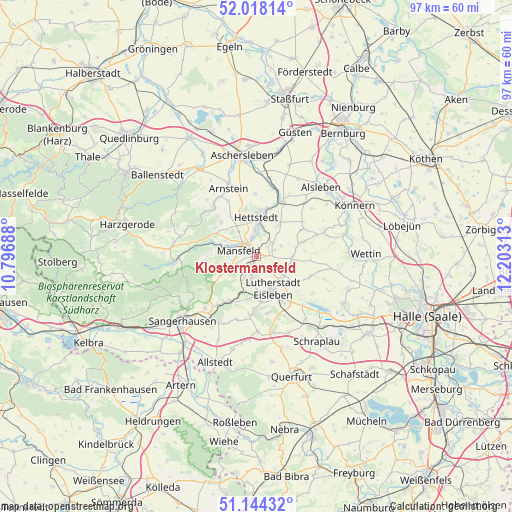 Klostermansfeld on map