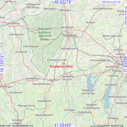 Klosterlechfeld on map
