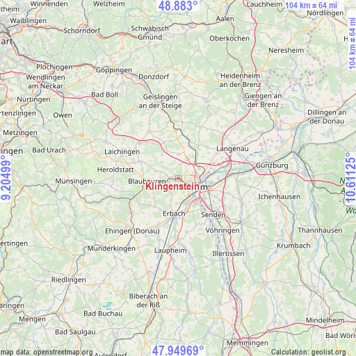 Klingenstein on map