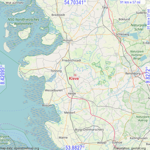 Kleve on map