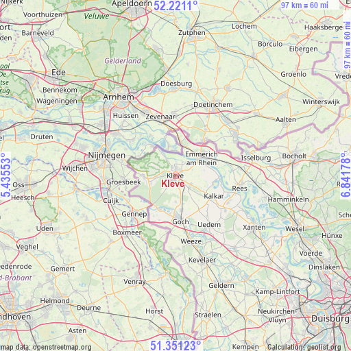 Kleve on map