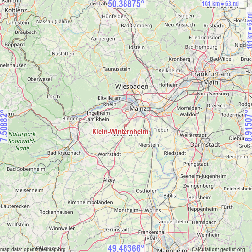 Klein-Winternheim on map