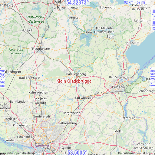 Klein Gladebrügge on map