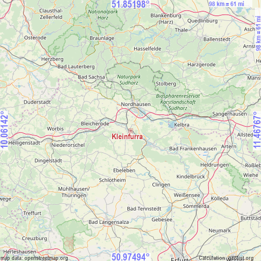 Kleinfurra on map