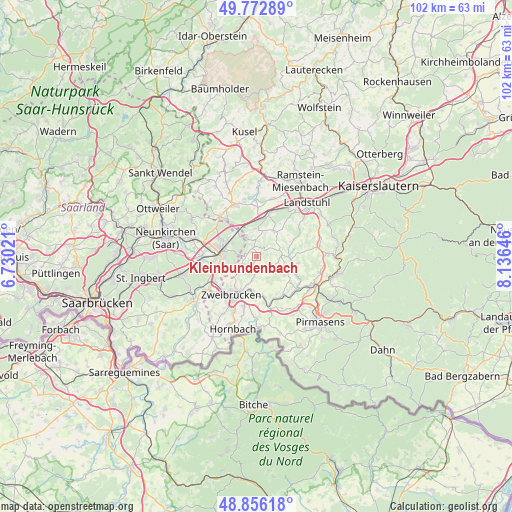 Kleinbundenbach on map