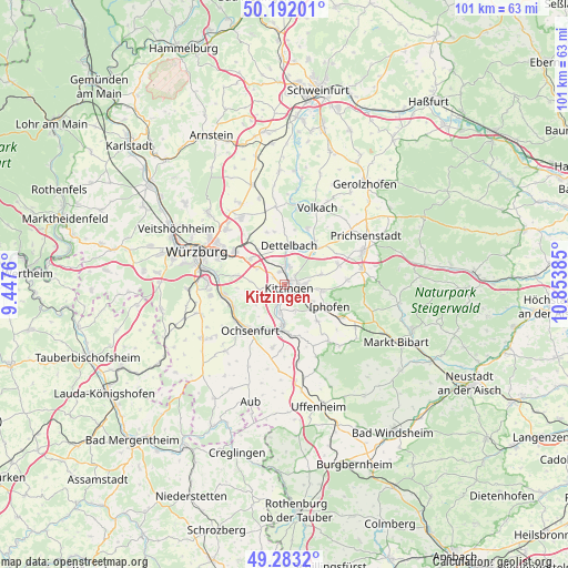 Kitzingen on map
