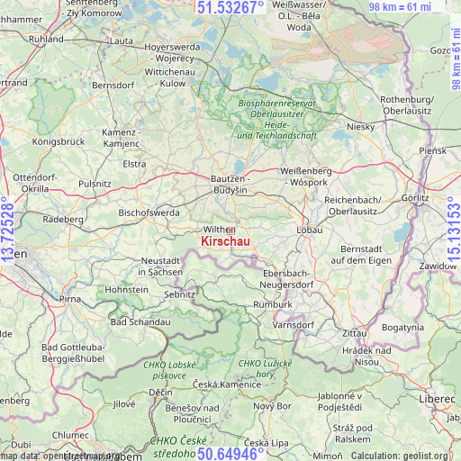 Kirschau on map