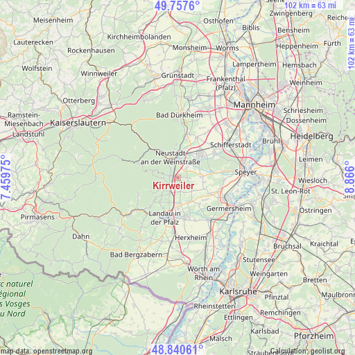 Kirrweiler on map