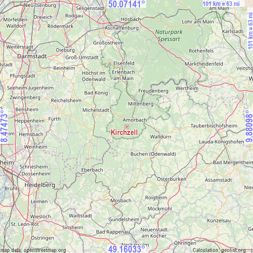 Kirchzell on map