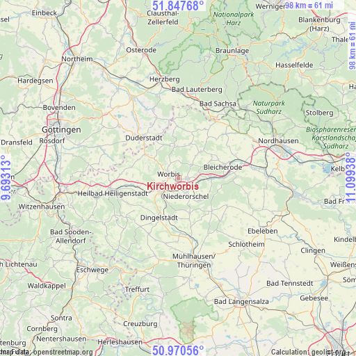 Kirchworbis on map