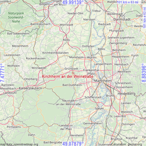 Kirchheim an der Weinstraße on map