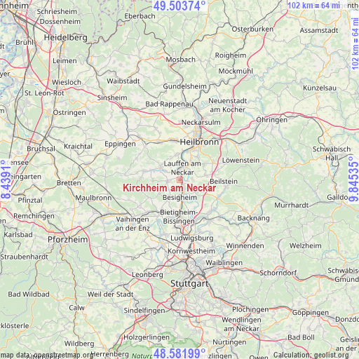 Kirchheim am Neckar on map