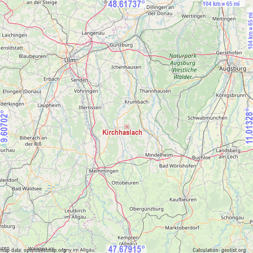 Kirchhaslach on map