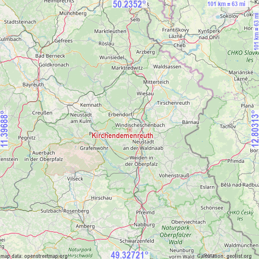Kirchendemenreuth on map