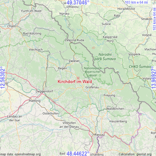 Kirchdorf im Wald on map