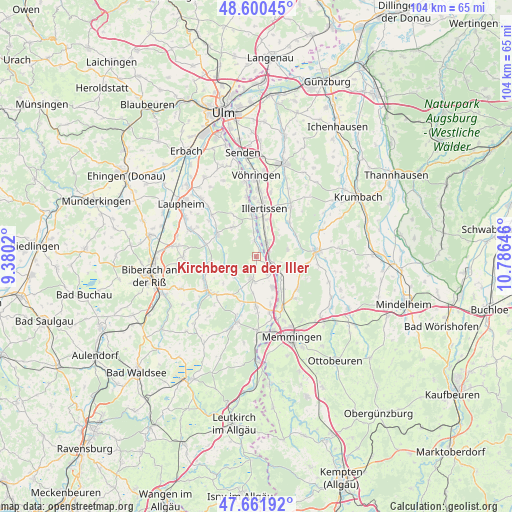 Kirchberg an der Iller on map