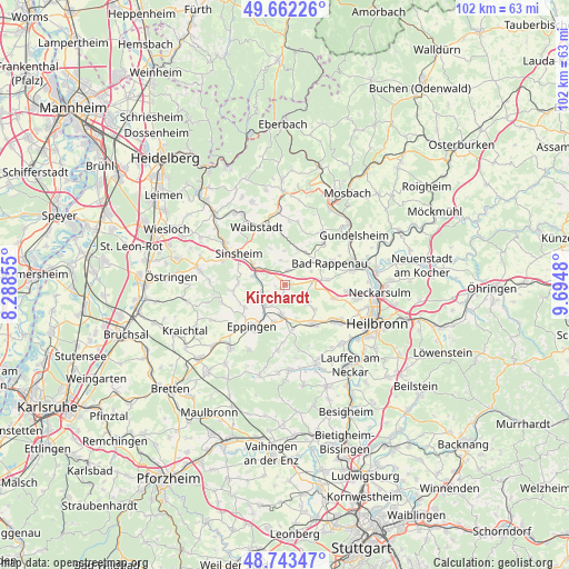 Kirchardt on map