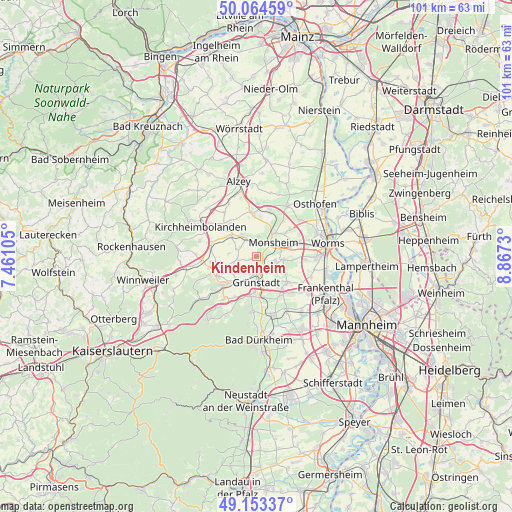 Kindenheim on map