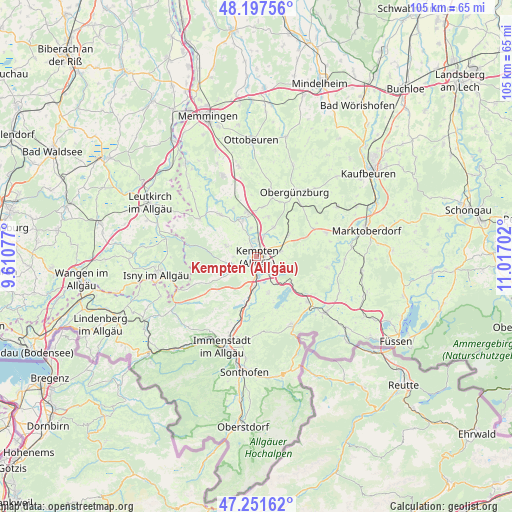 Kempten (Allgäu) on map