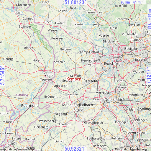 Kempen on map